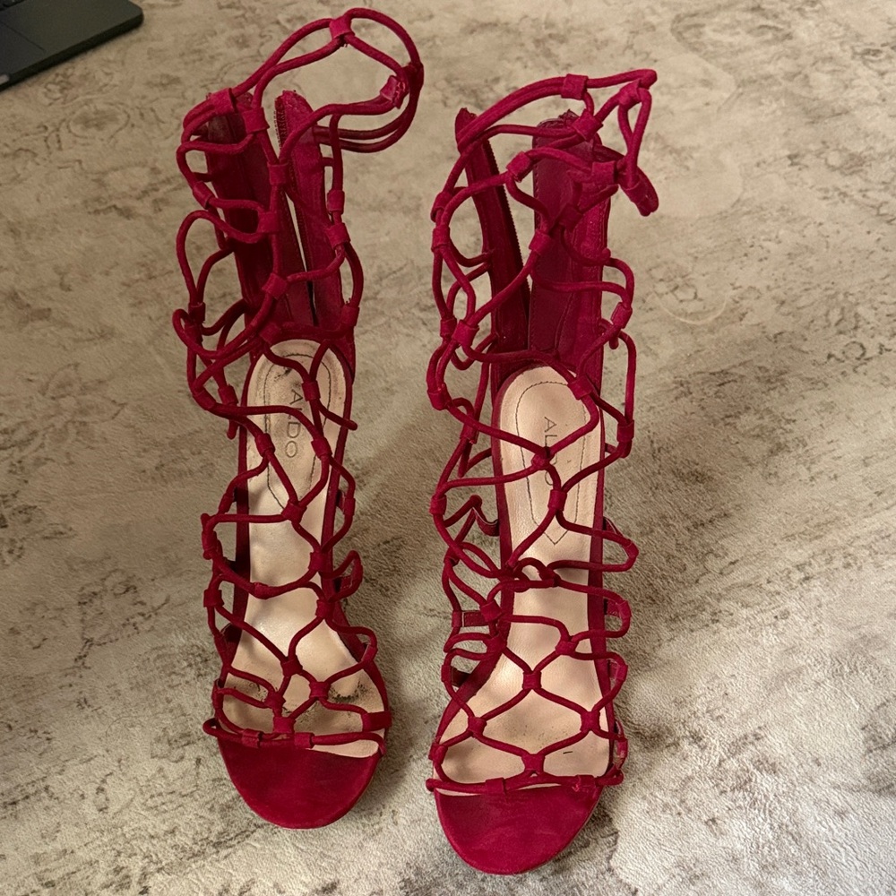Aldo Women's Bold Red Lace-Up Heels